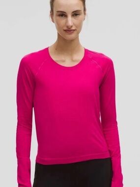 lululemon athletica Fitted Long-Sleeve Crewneck Top in Hot Pink